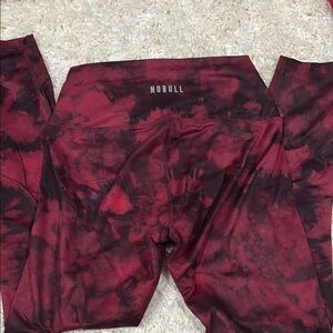 NOBULL Red and Black Tie-Dye Leggings
